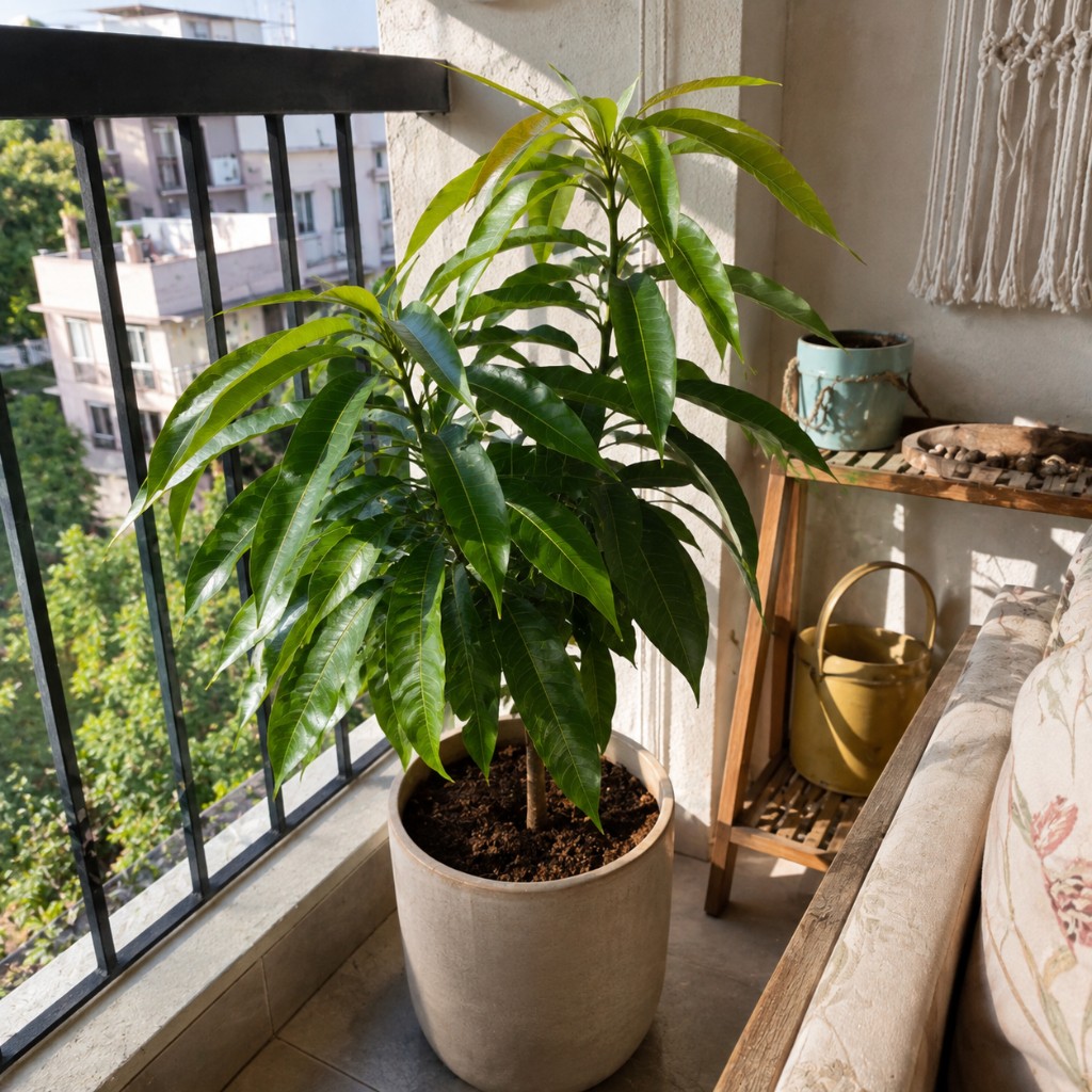 A grafted mango tree in fruit